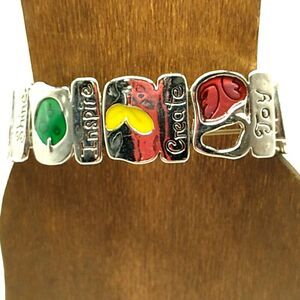 Positive Intention Silver-tone Paneled Stretch Bracelet NWOT